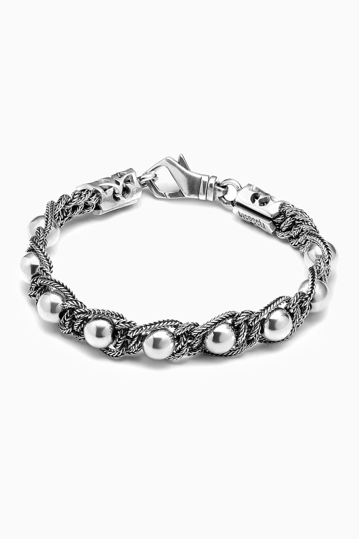 

Beaded Foxtail Chain Bracelet in Sterling Silver