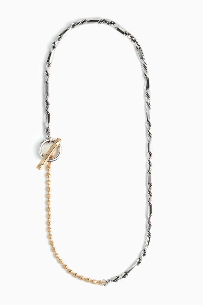 T-Bar Necklace in 24kt Gold Plating, Silver
