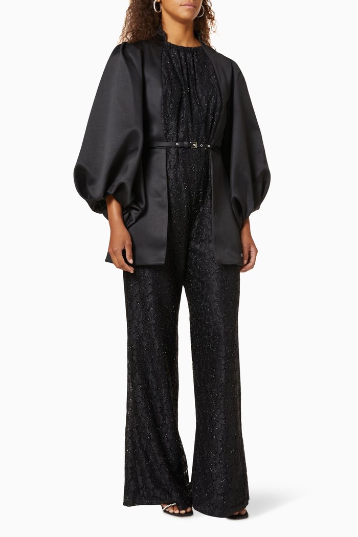 

Lace Belted Jumpsuit, Black
