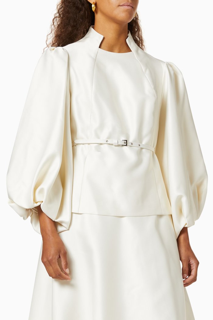 

Balloon Sleeve Blouse in Satin, White