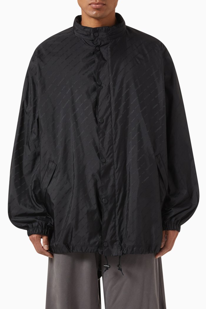 

All-over Logo Rain Jacket in Nylon, Black