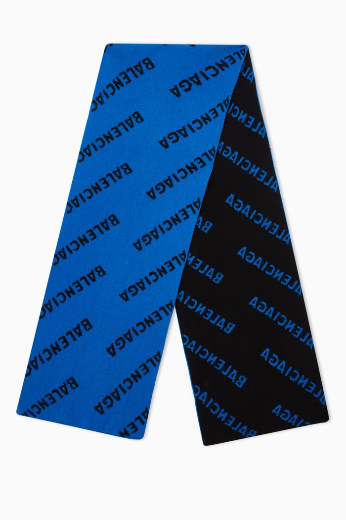 

Scarf in Logo Jacquard Wool, Black