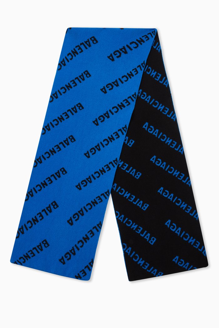 

Scarf in Logo Jacquard Wool, Blue