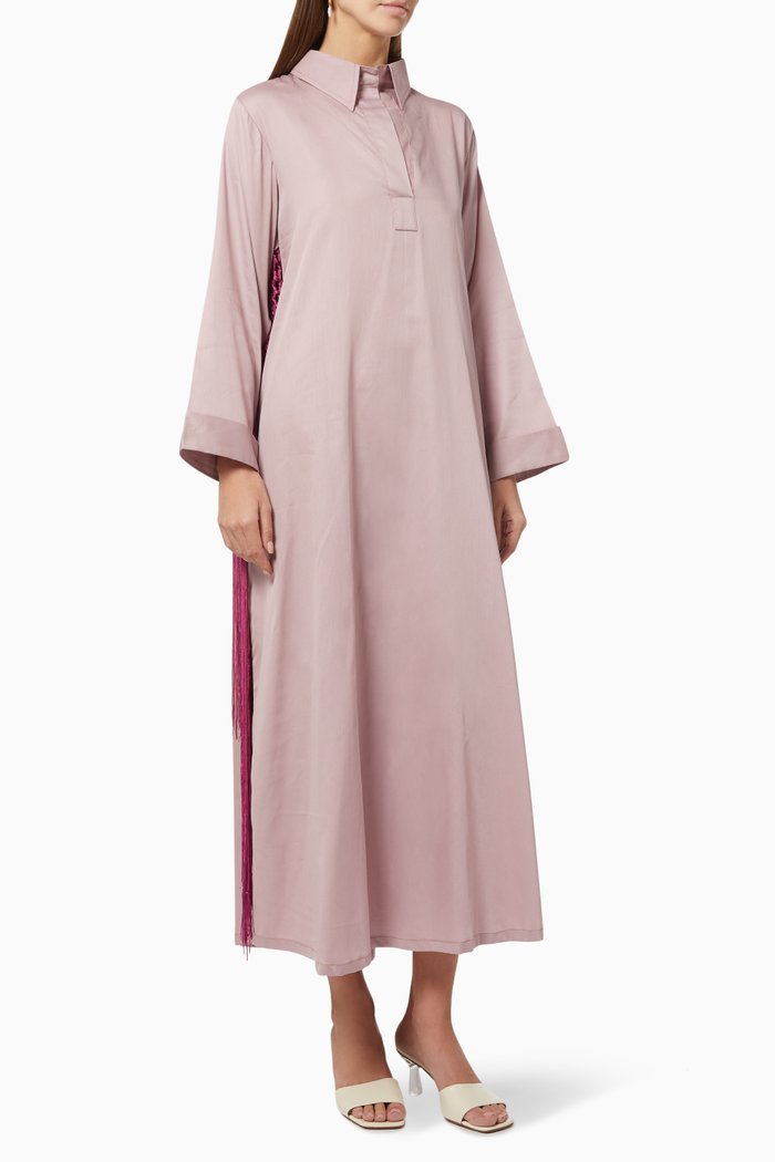 

Fringed Dress in Cotton, Pink
