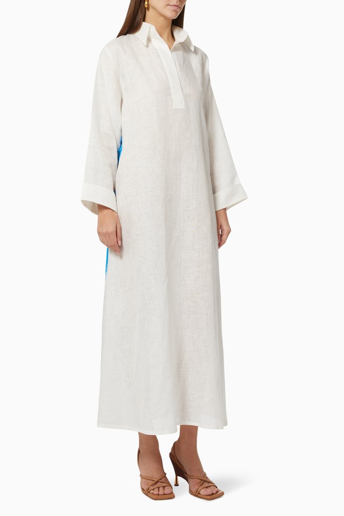

Fringed Dress in Cotton, White