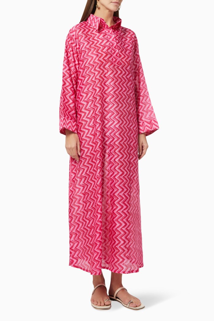 

Fringed Dress in Cotton, Pink