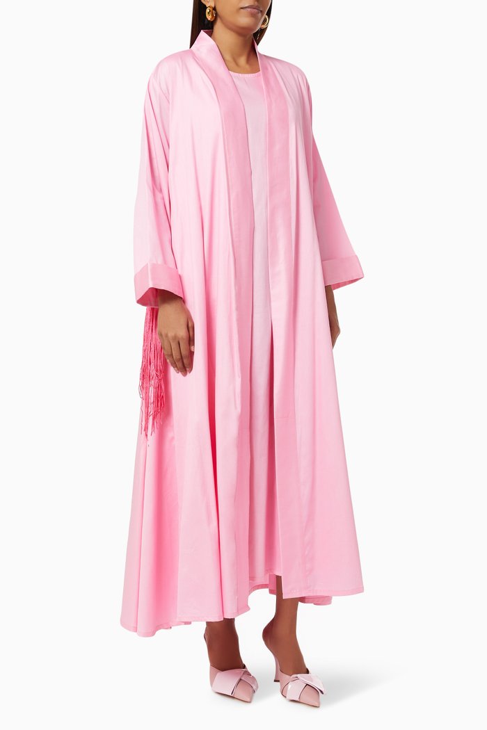 

Fringed Jacket & Dress Set in Cotton, Pink