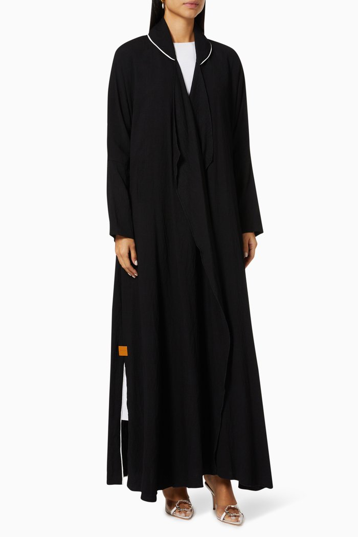 

Floral Embroidered Abaya, Black