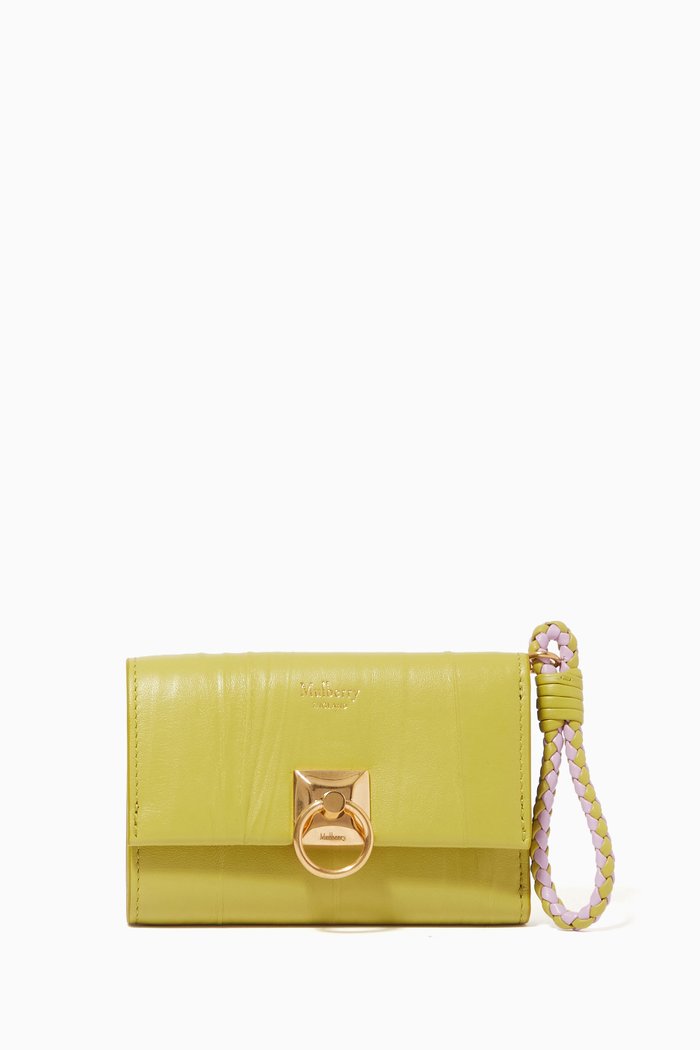 

Iris Trifold Wallet in Crinkled Leather, Green