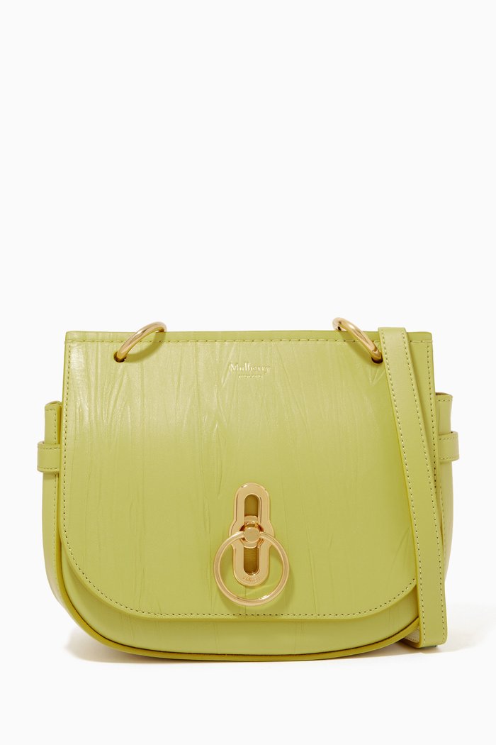 

Small Amberley Satchel Bag in Crinkled Leather, Green