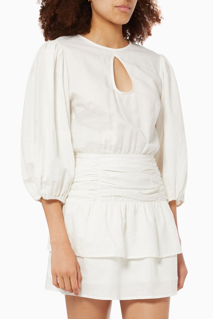 

Aster Mini Dress in Linen Cotton, White