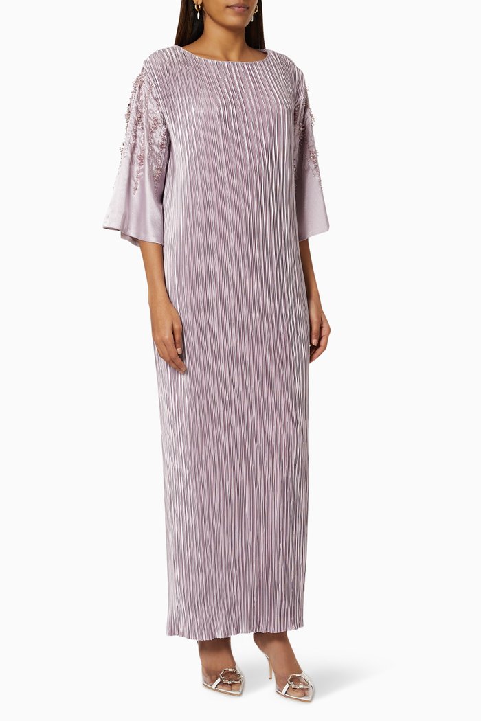 

Beaded Embellished Pleated Kaftan, Pink