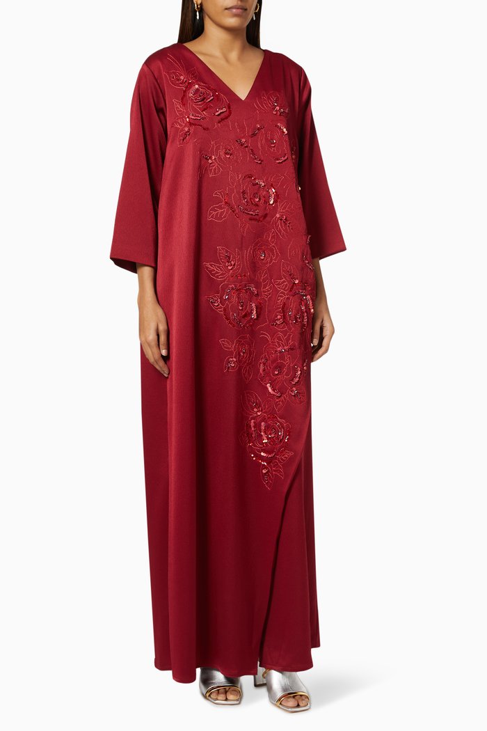 

Sequin Embellished Kaftan, Burgundy