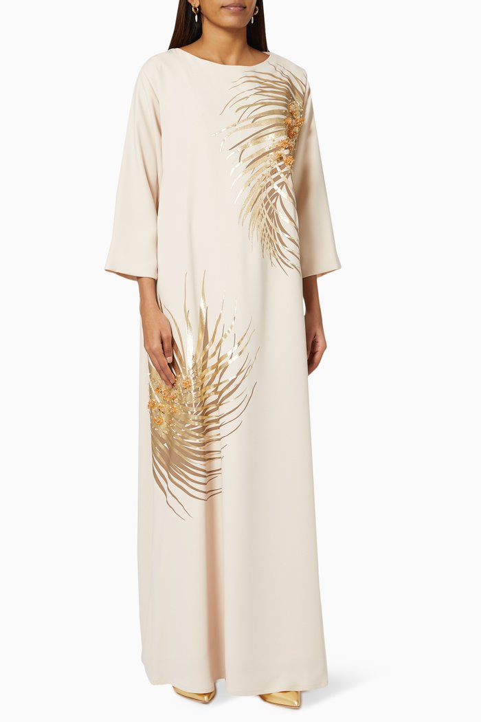 

Bead Embellished Kaftan, Neutral