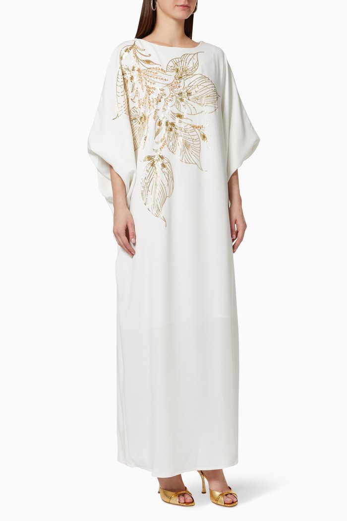 

Bead Embellished Kaftan, White