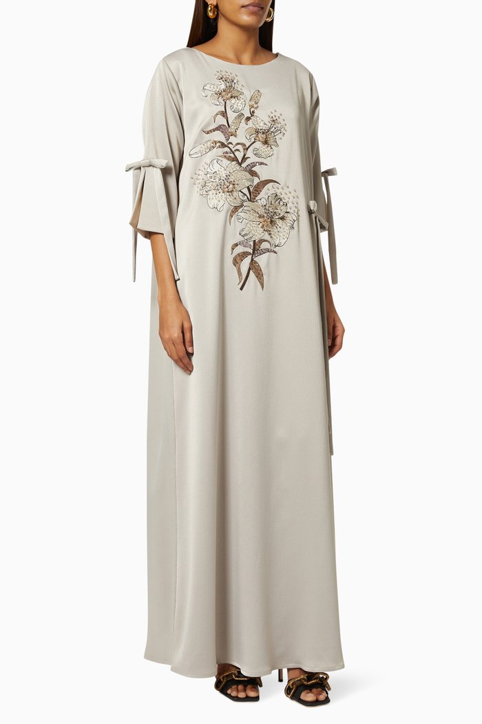 

Beaded Embroidered Kaftan, Grey