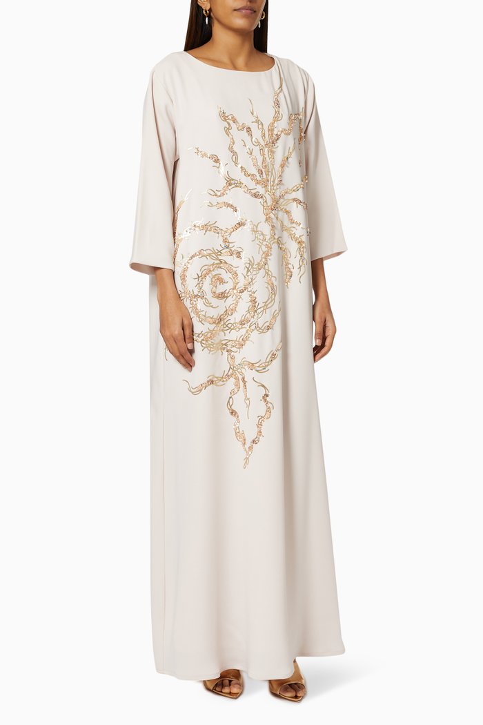

Bead Embellished Kaftan, Neutral