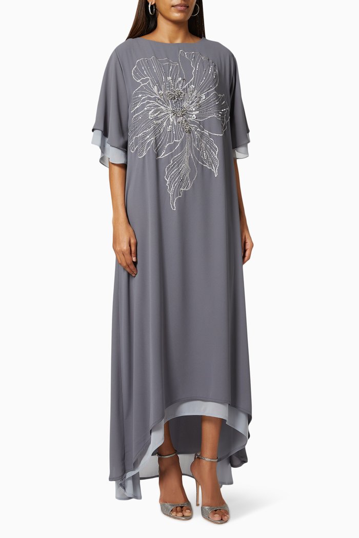 

Sequin Embellished Layered Kaftan, Grey