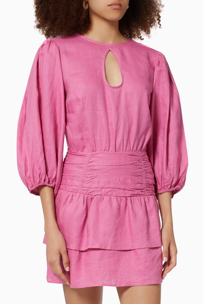 

Aster Mini Dress in Linen Cotton, Pink