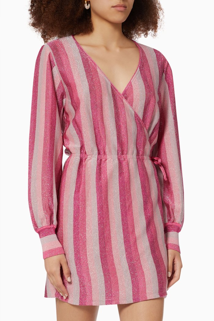 Beck Mini Wrap Dress in Viscose, Pink