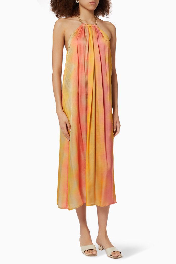 

Sundown Halterneck Maxi Dress in Viscose, Orange