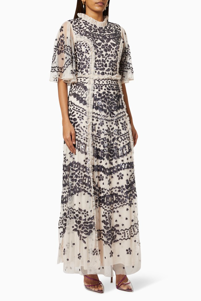 

Alya Embellished Maxi Dress in Tulle, Neutral