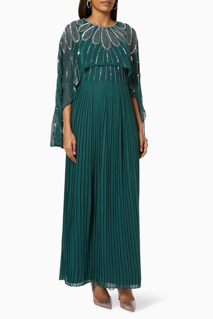 

Pegasus Embellished Cape Dress, Green
