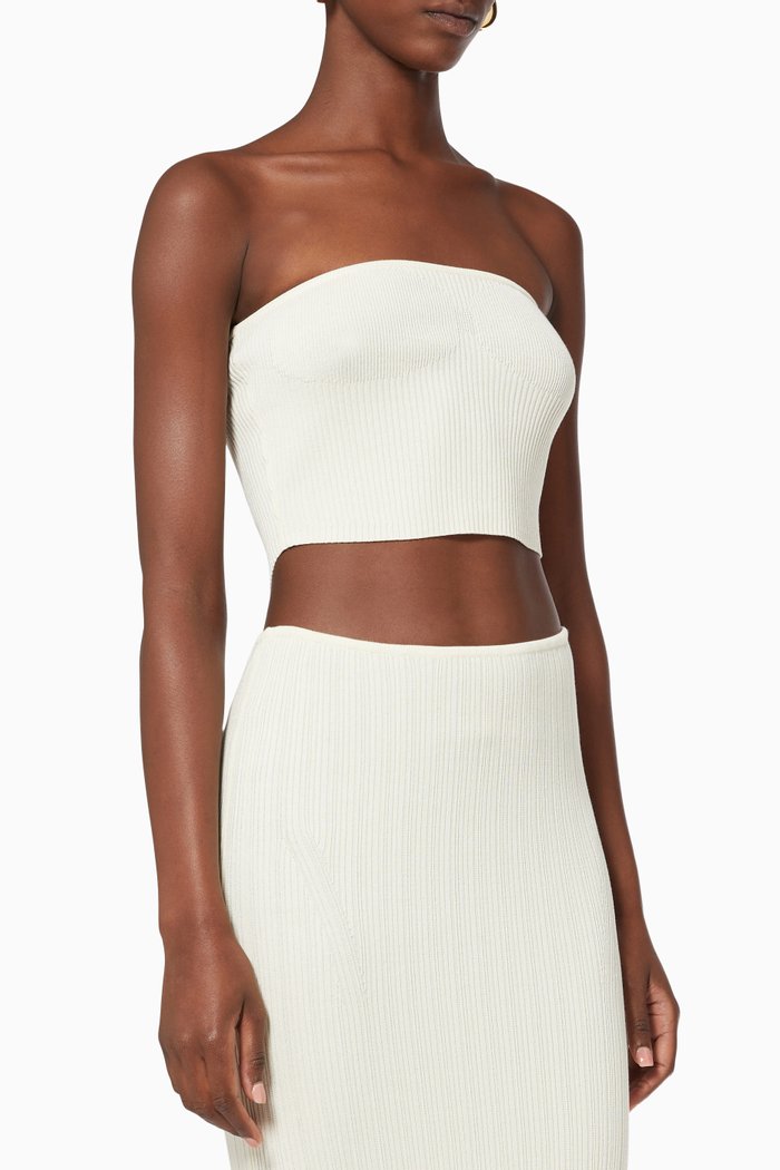 

San Remo Tube Top in Cotton-blend Knit, Neutral