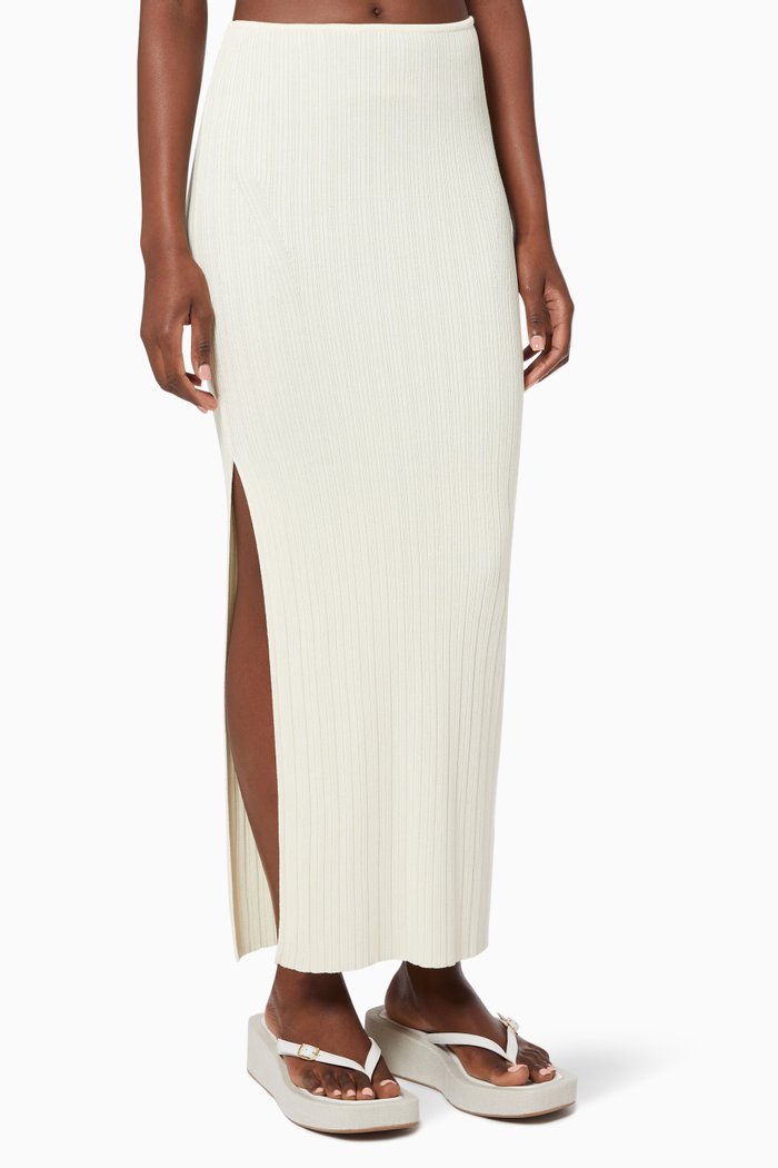 San Remo Maxi Skirt in Cotton-blend Knit, Neutral