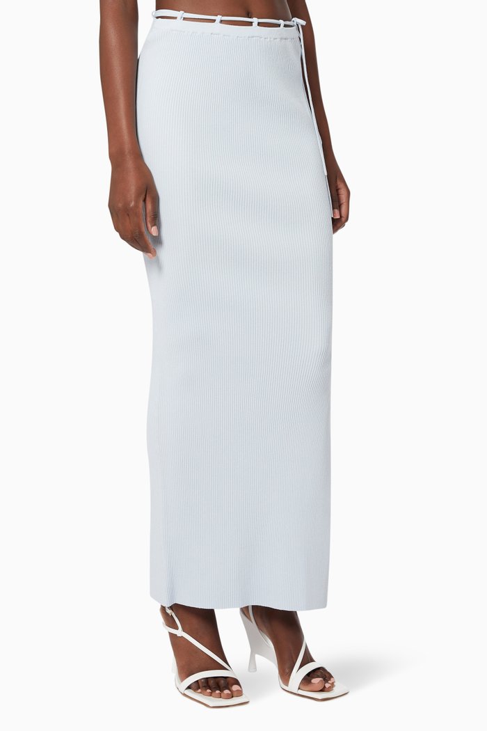 

Monza Loops Skirt in Rib-knit Viscose, Blue