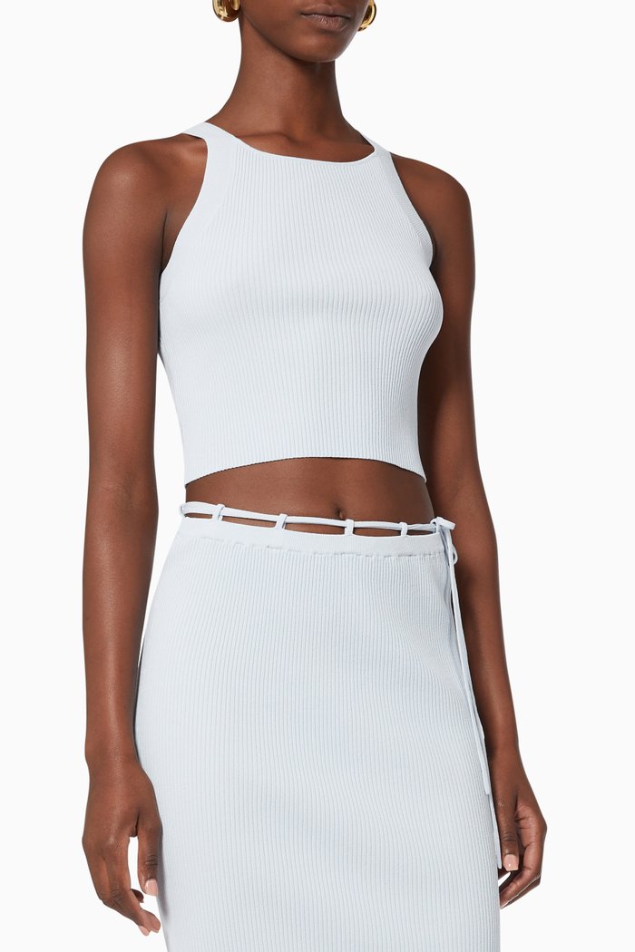 

Monza Tank Top in Rib-knit Viscose, Blue