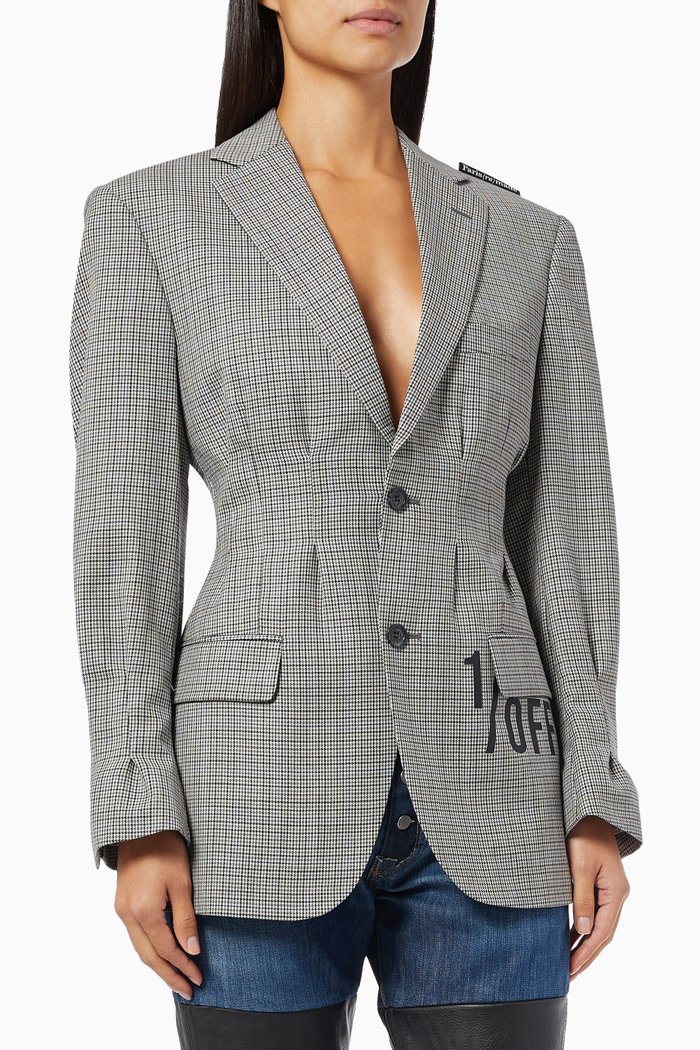 

Tailored Vintage Blazer in Wool Blend, Grey