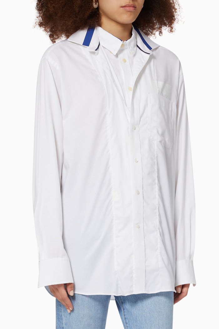 

Double Collar Shirt in Cotton Poplin, Multicolour