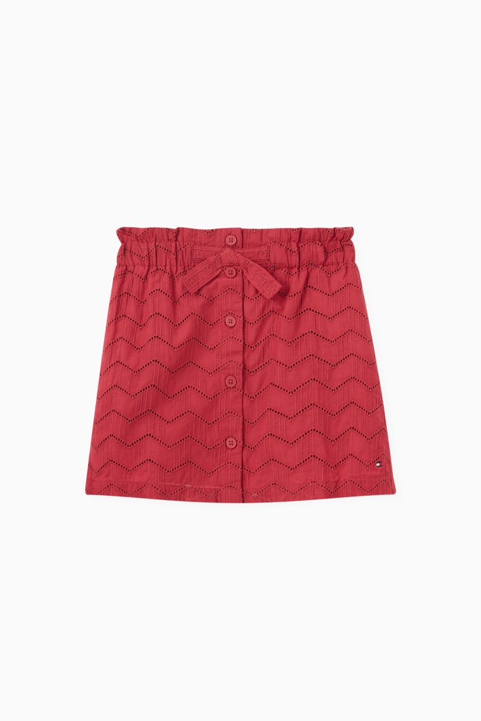 

Broderie Anglaise Paperbag Waist Skirt, Red