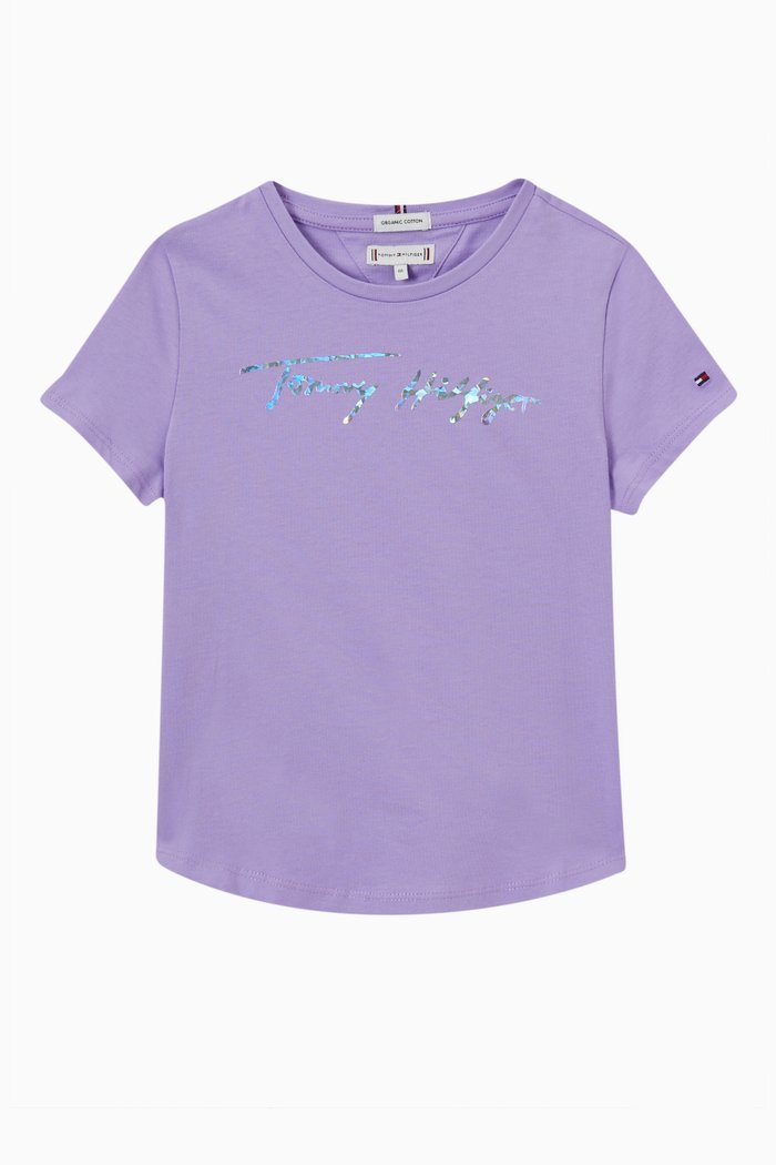 

Metallic Signature Logo T-Shirt in Organic Cotton, Purple