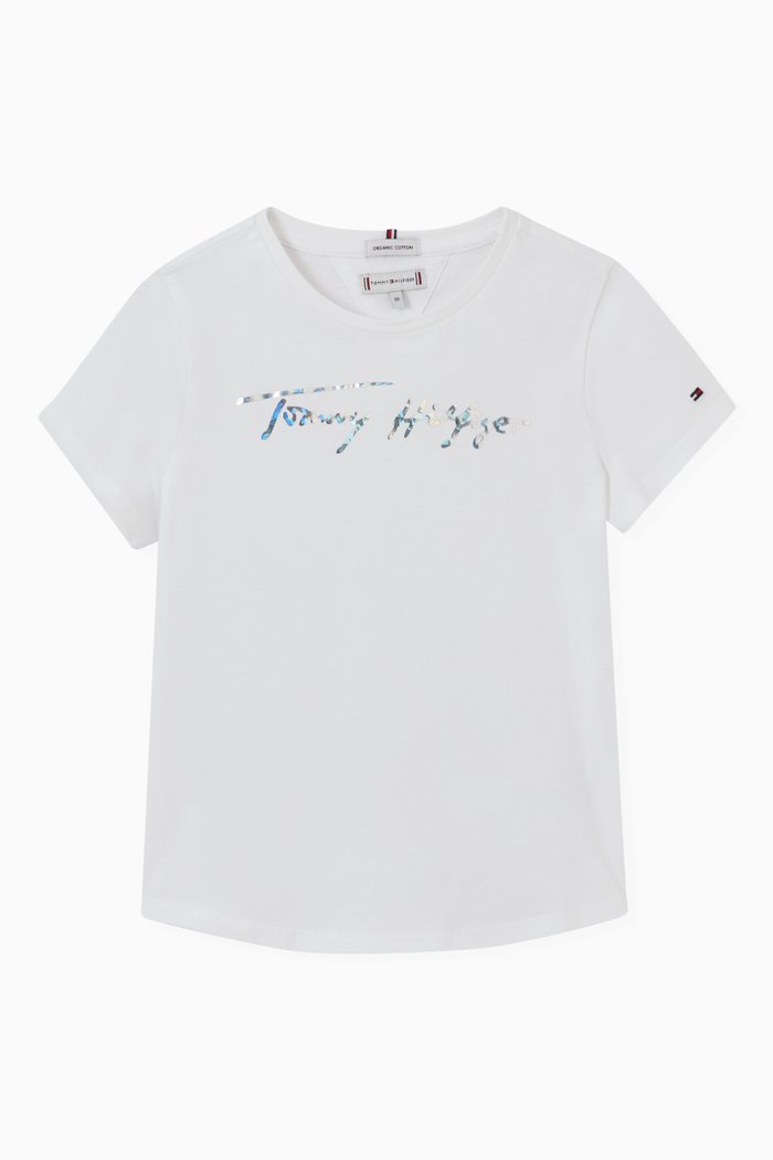 

Metallic Signature Logo T-Shirt in Organic Cotton, White