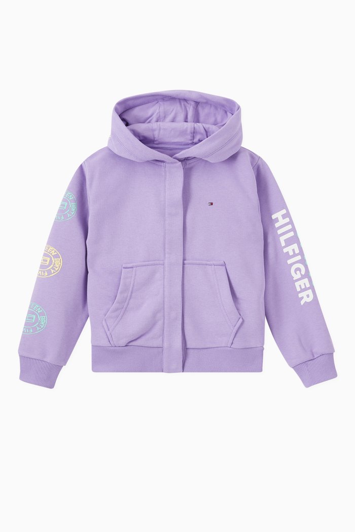 

SNap-Button Overprint Hoodie, Purple