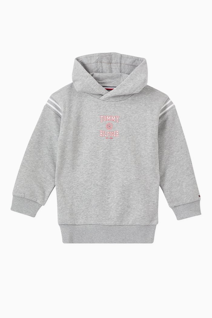 

Varsity Hoodie in Organic Cotton Blend, Grey