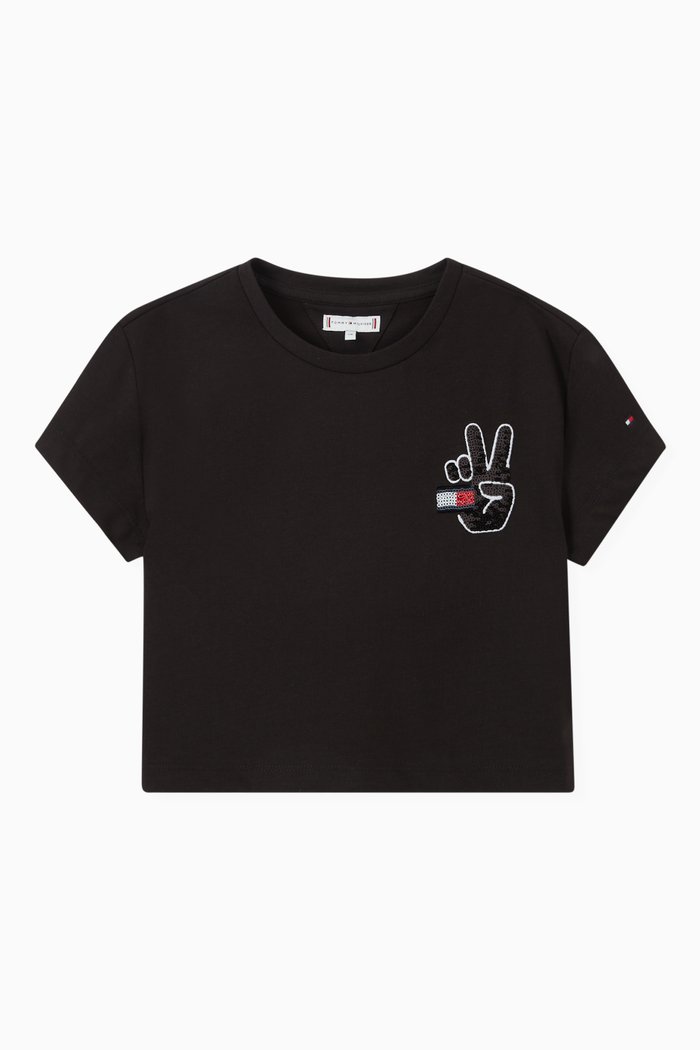 

Sparkle Fun Flag T-Shirt, Black