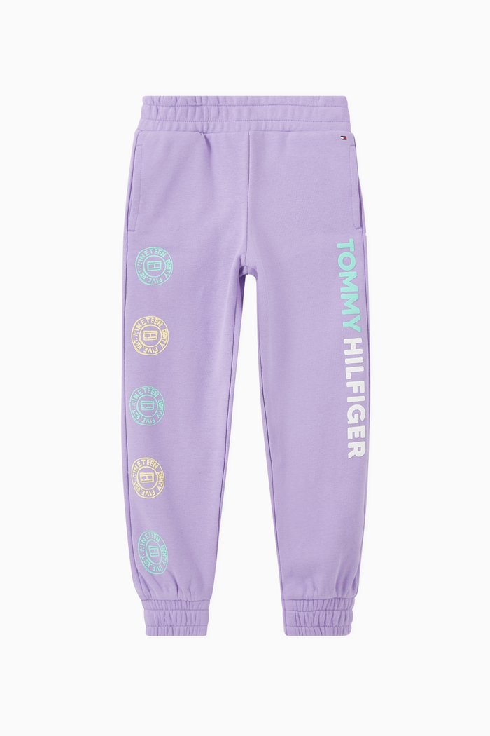 Overprint Jogging Pants in Organice Cotton, Purple