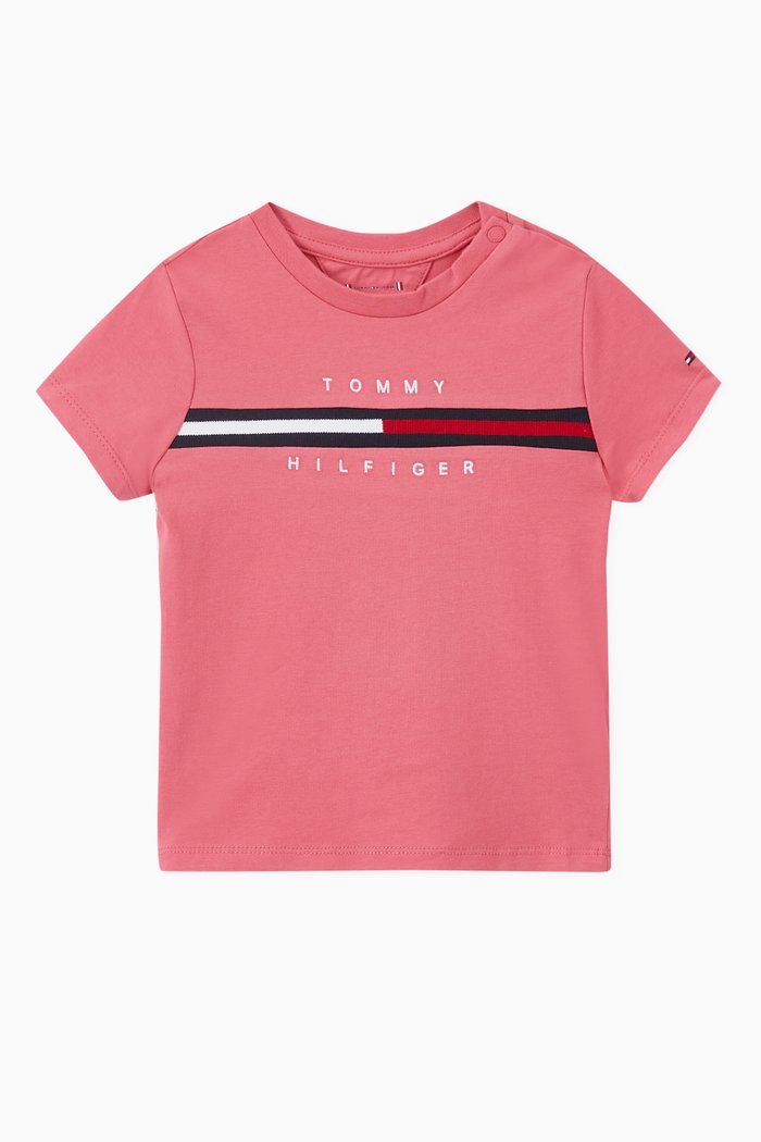 

Rib Insert T-Shirt in Organic Cotton, Pink