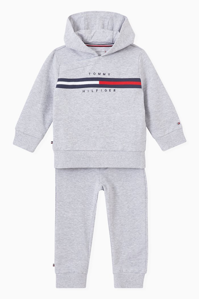 

Terry Rib Insert Hooded Set, Grey