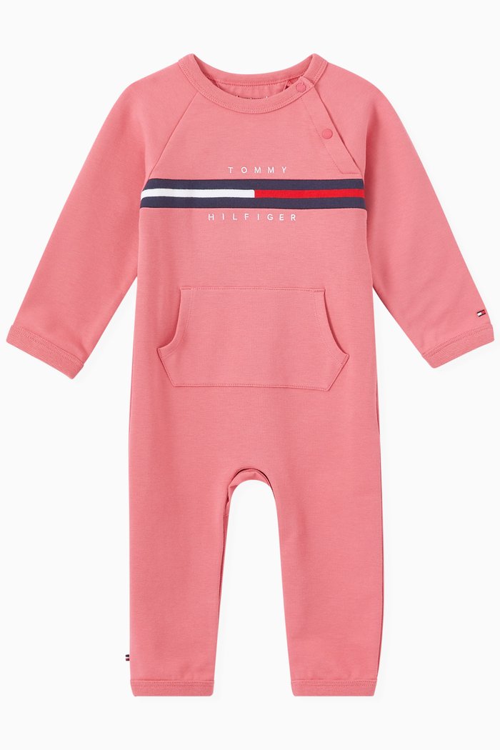 

Logo Coverall in Stretch Organic Cotton Terry, Pink
