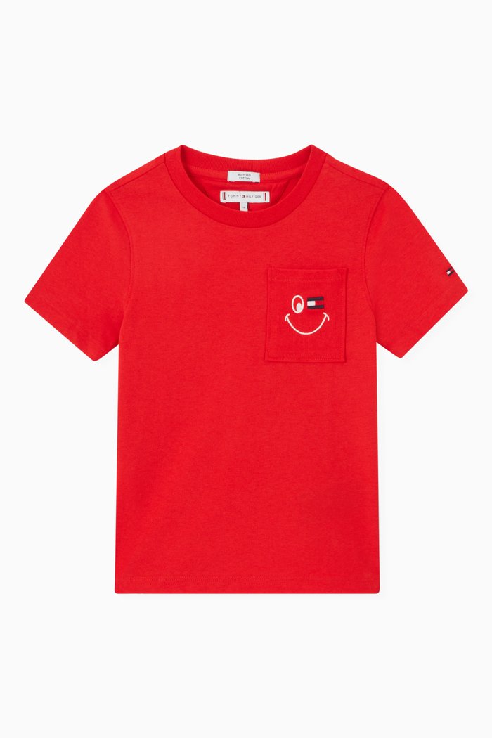 

Smiley T-Shirt in Recycled Cotton, Red
