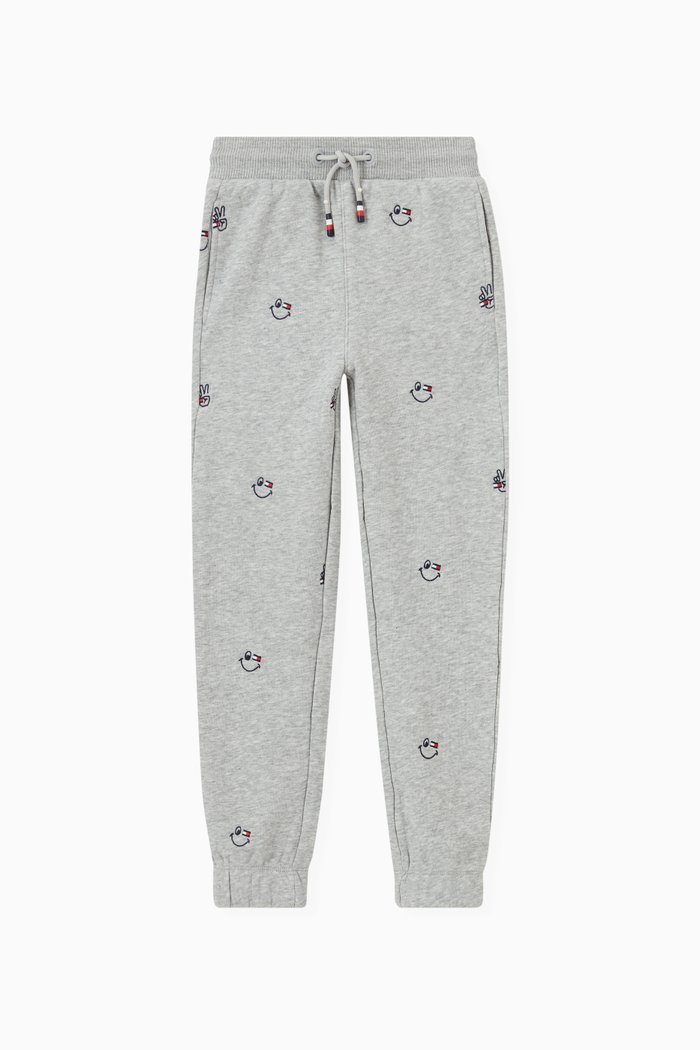 

Embroidered Joggers in Recycled Cotton, Grey