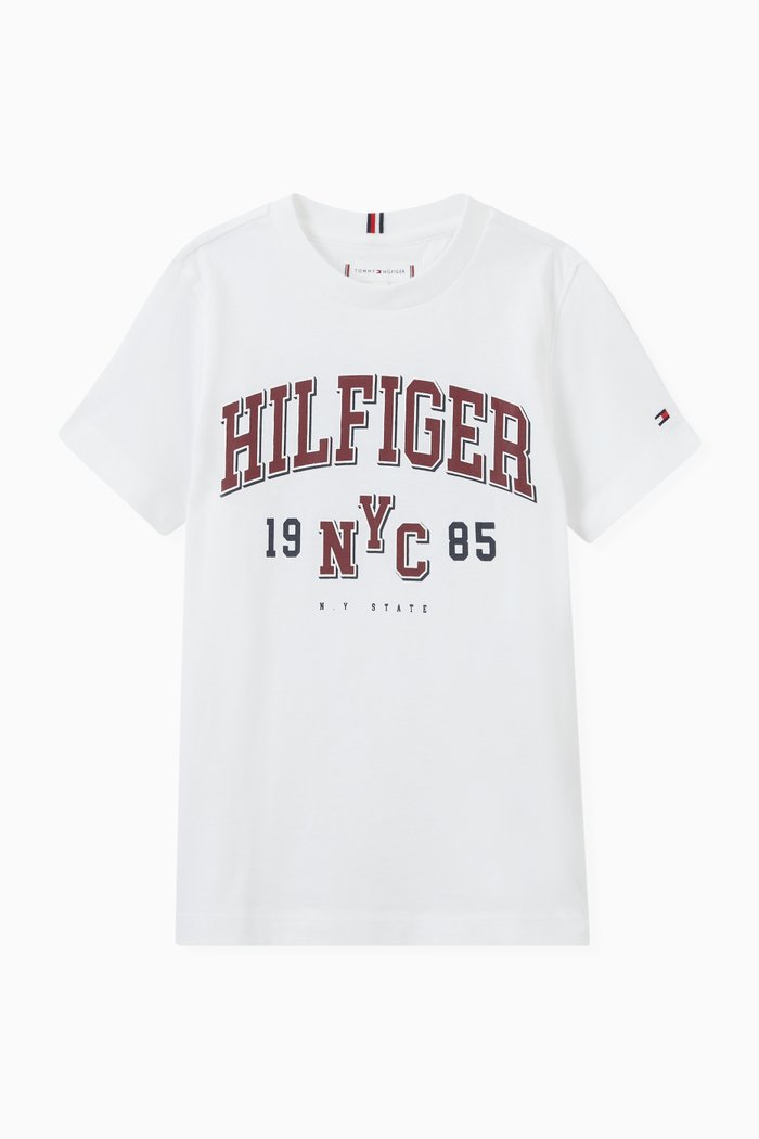 

Varsity Print T-Shirt in Organic Cotton, White
