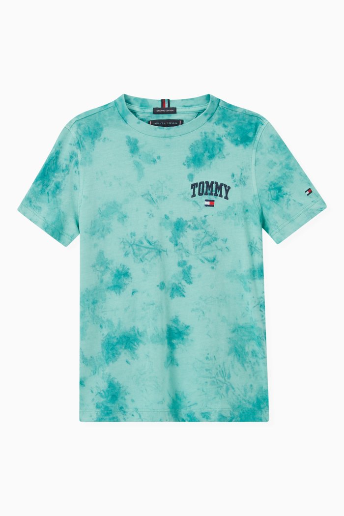 

Tie-Dye Varsity T-Shirt in Organic Cotton, Green
