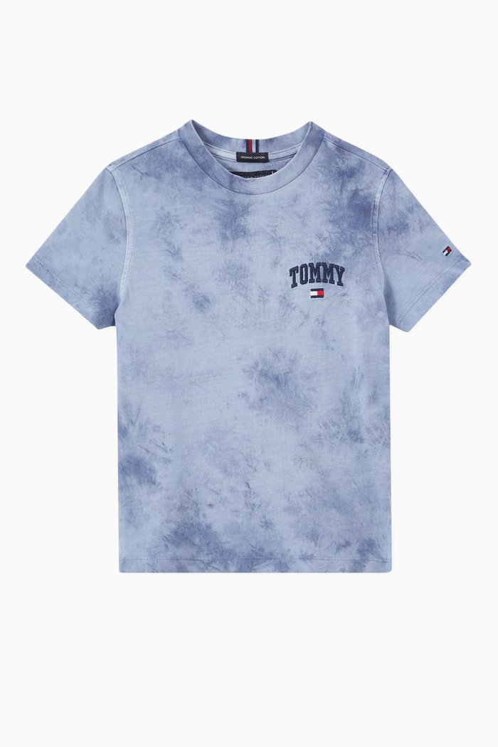 

Tie-Dye Varsity T-Shirt in Organic Cotton, Blue