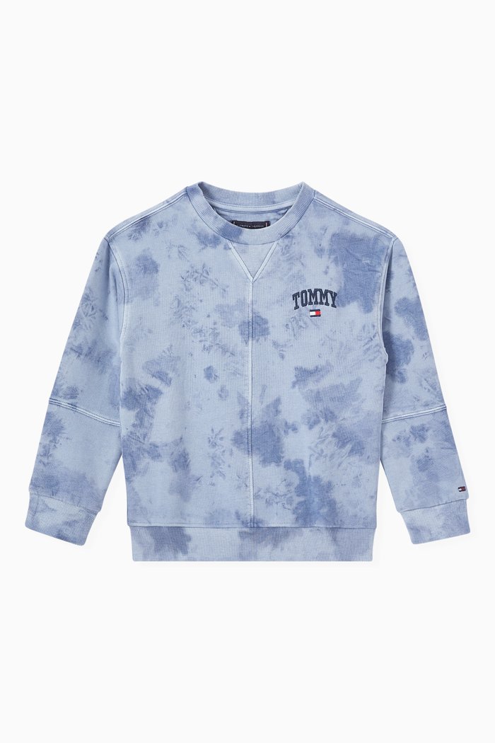 

Tie-Dye Varsity Sweatshirt in Organic Cotton, Blue