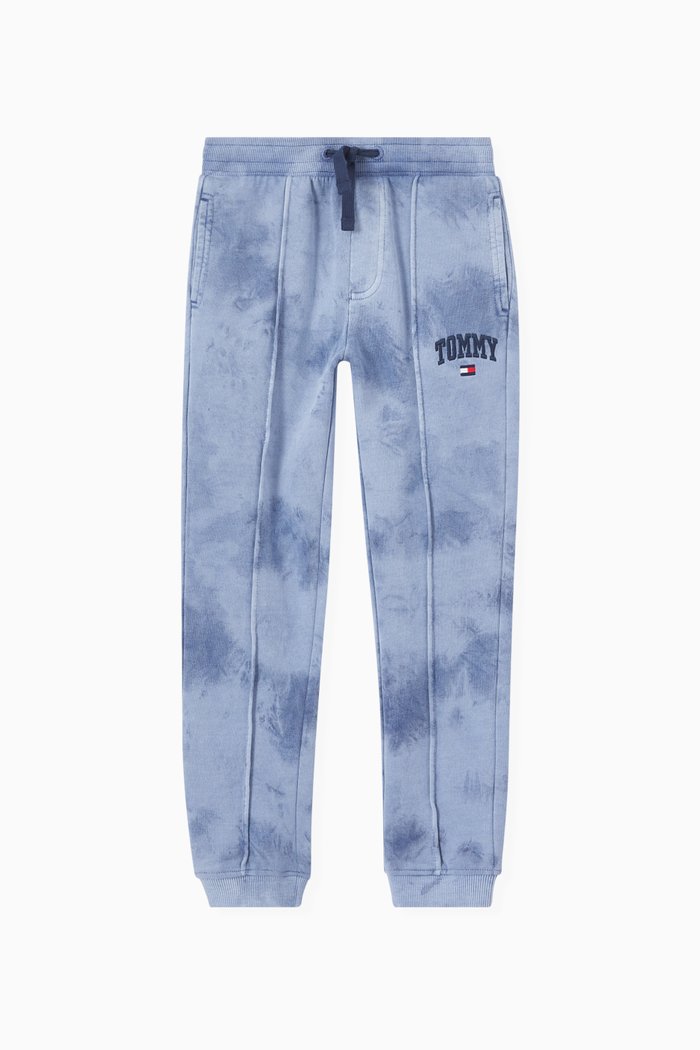 

Tie-Dye Varsity Jogging Pants in Organic Cotton Terry, Blue